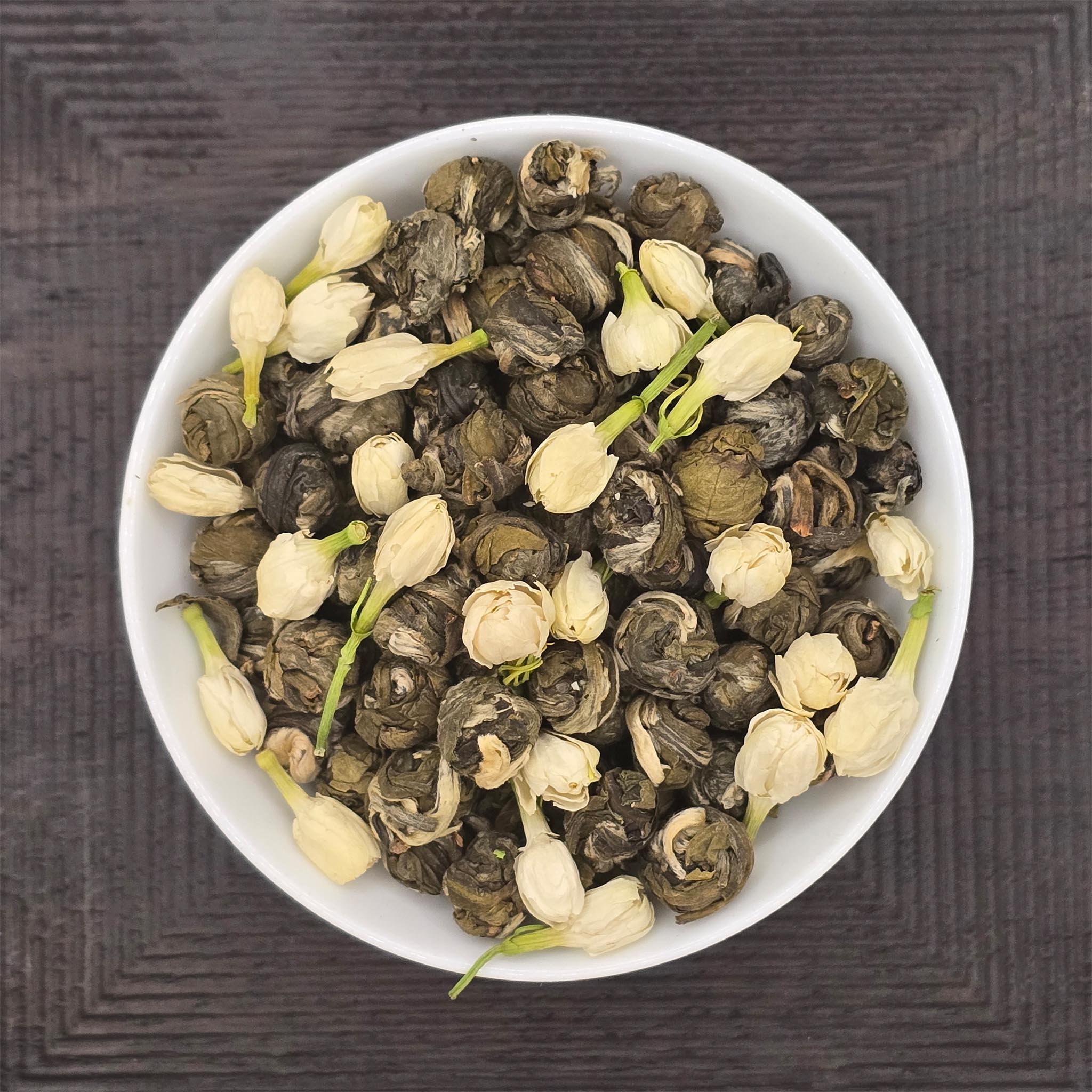 Jasmine Dragon Pearl Tea with Jasmine Flowers