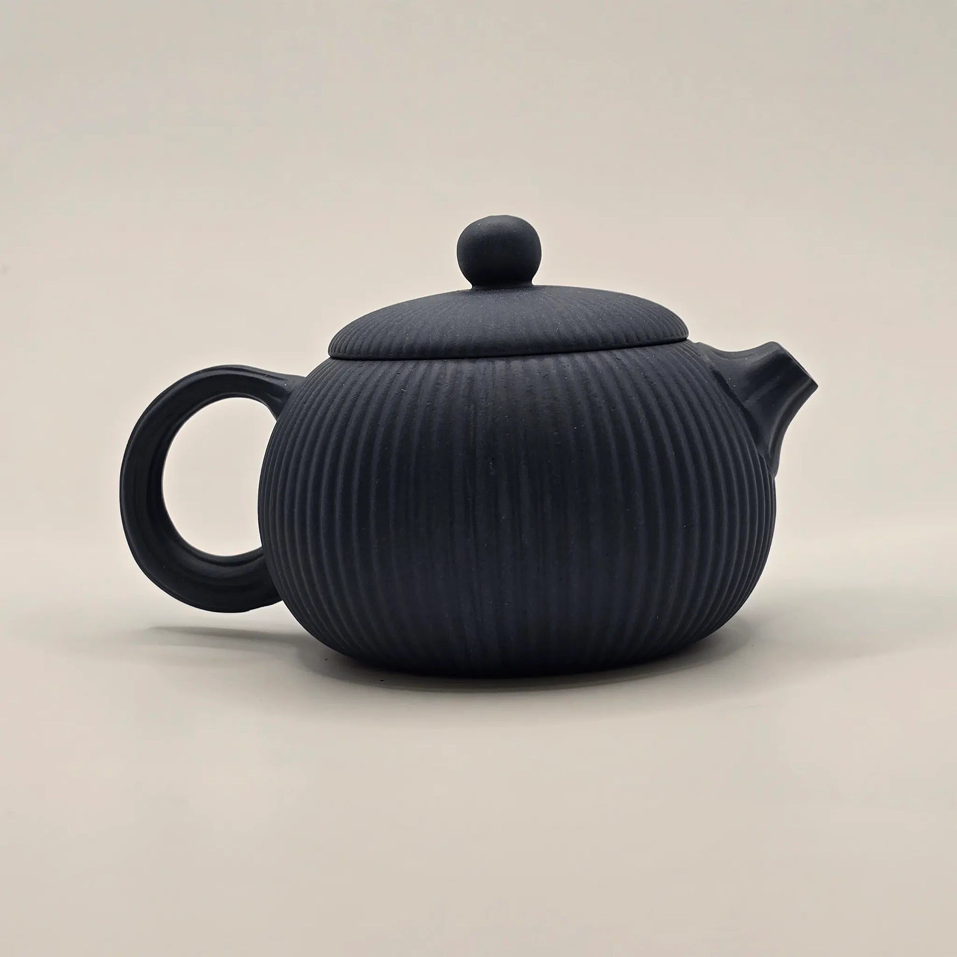 Traditional 270ml, Royal Blue, Ribbed Zisha Clay Teapot