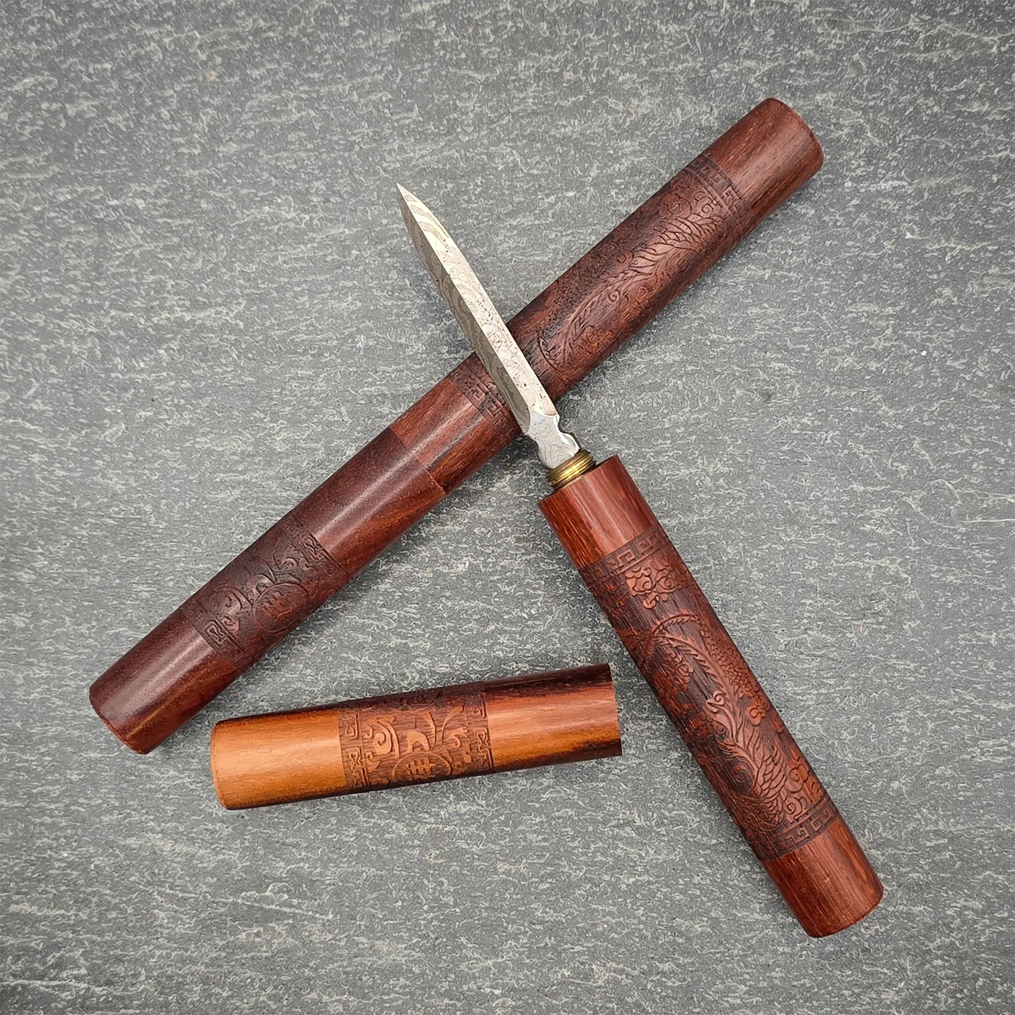 Traditional Chinese Engraved Wooden Puer Tea Needle